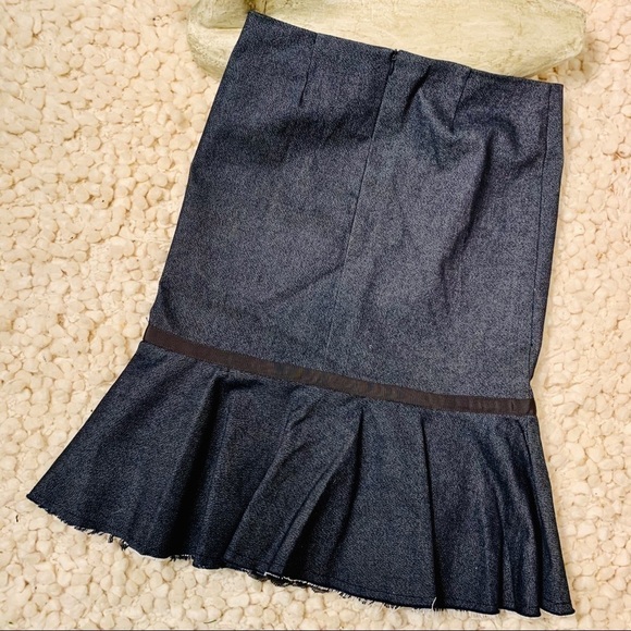 Trina Turk LA | Mermaid Lace Flared Peplum Ruffle Denim Fully Lined Midi Skirt 4 - Picture 5 of 16